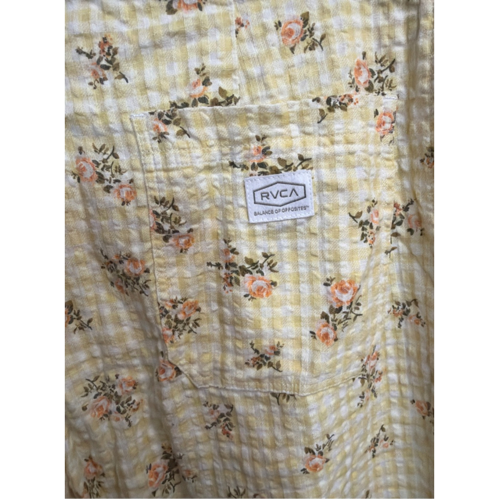 Women's RVCA Floral Gingham High Waist Pants Cottagecore Boho Festival Summer 30 - Picture 5 of 7